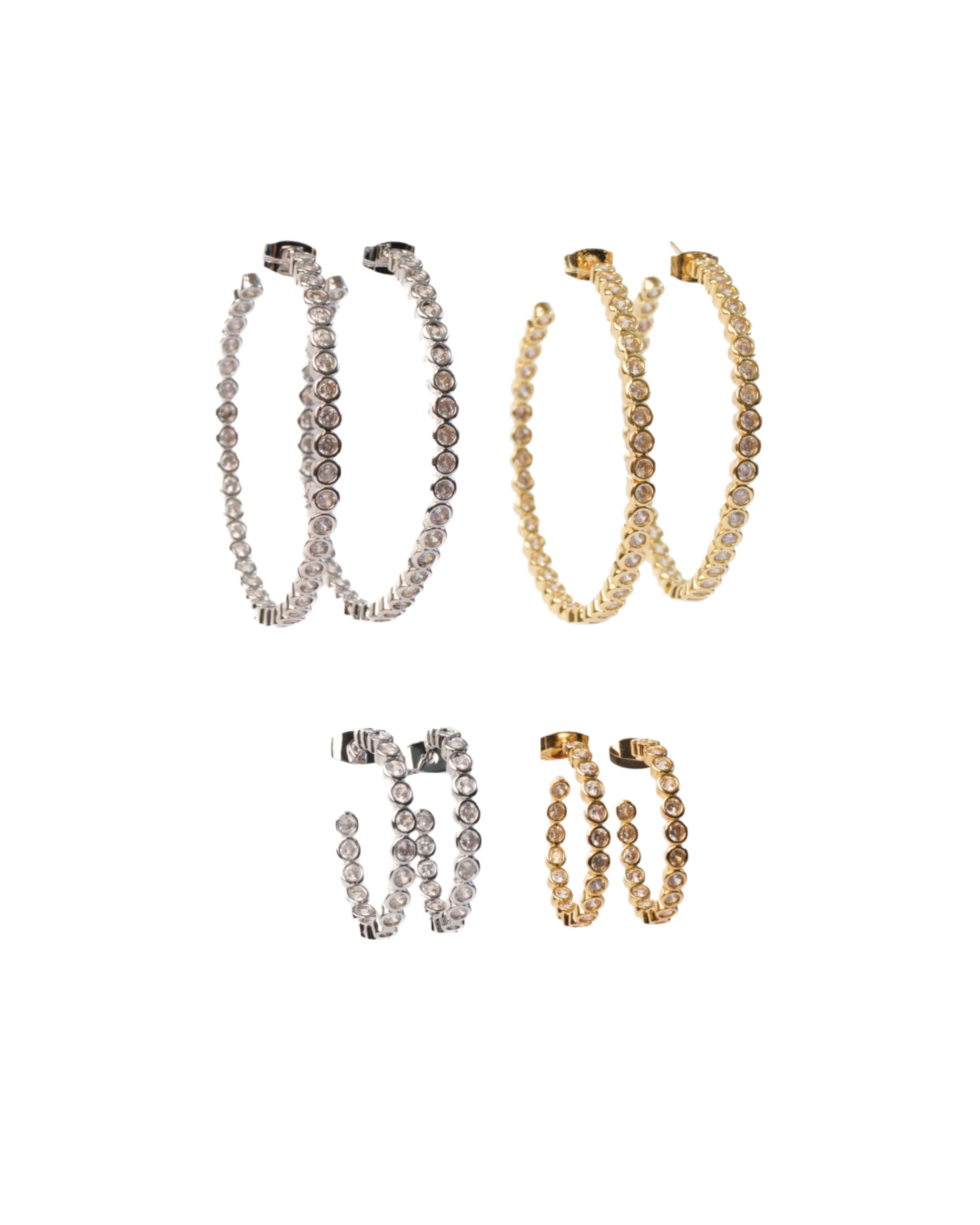 Center Stage Crystal Studded 316L Stainless Steel Hoops | KC Chic Designs