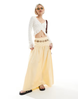 ASOS DESIGN drop waist maxi skirt in yellow | ASOS | ASOS (Global)