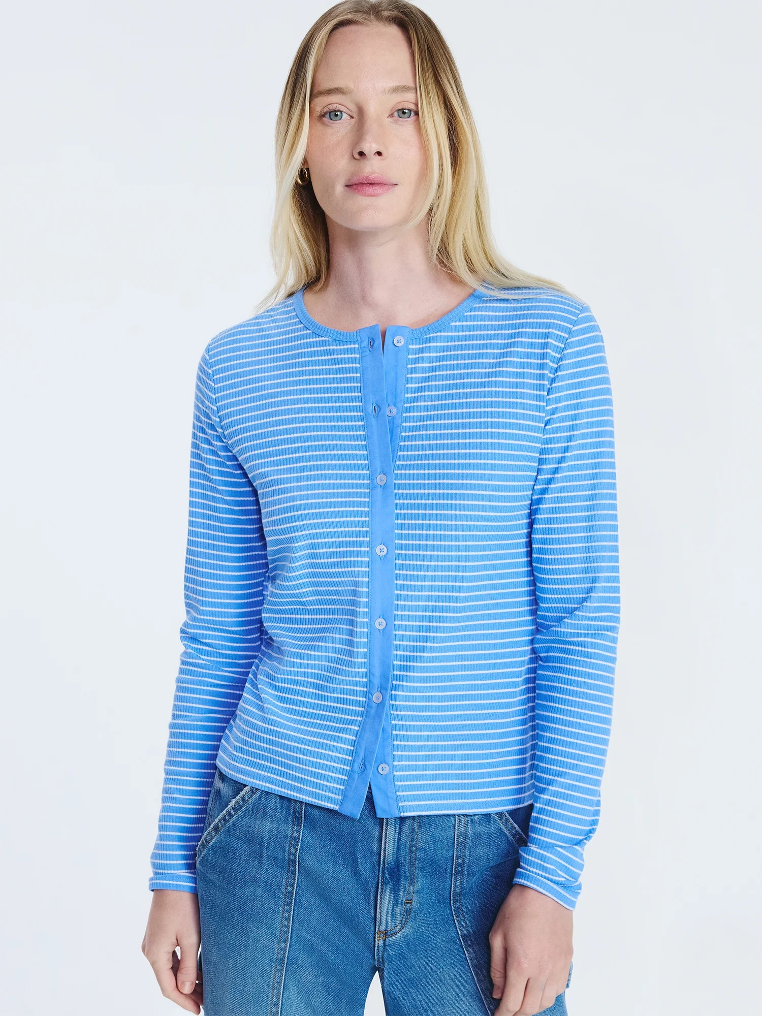 Free Assembly Women's Fitted Cardigan Sweater with Long Sleeves, Lightweight, Sizes XS-XXL | Walmart (US)