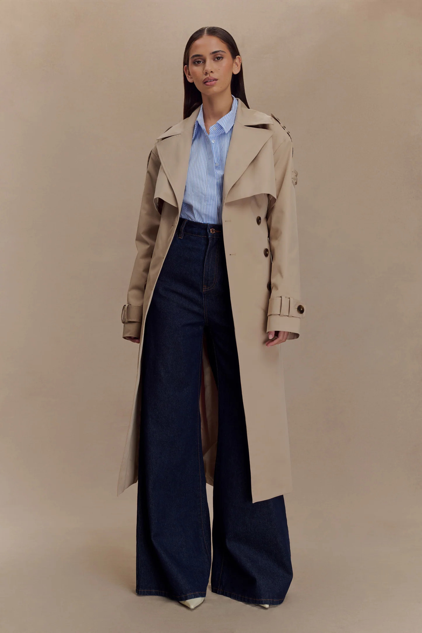 Lois Twill Trench Coat - Camel | Meshki UK