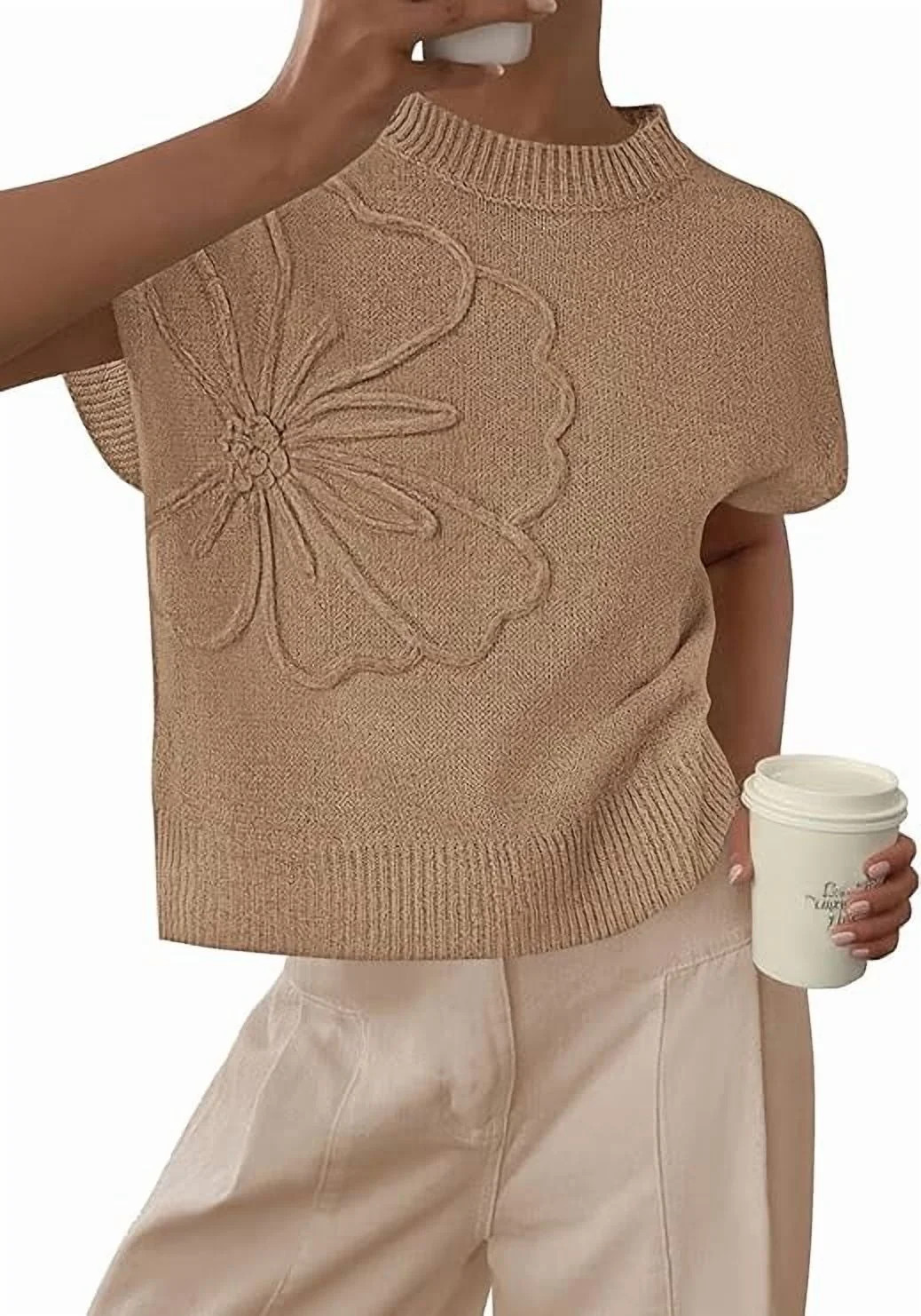 PRETTYGARDEN Women's Spring Sweater Vest Trendy Flower Knit Short Sleeve Cute Pullover Tank Tops ... | Walmart (US)