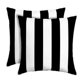 ARDEN 16 in. x 16 in. Black Cabana Stripe Outdoor Square Pillow (2-Pack) ZM04554B-D9Z2 - The Home... | The Home Depot