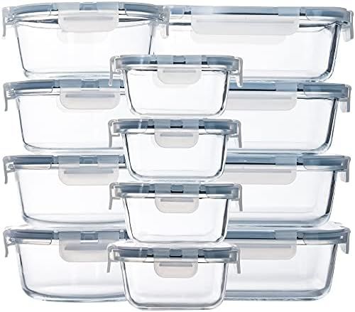 Amazon.com: 12 Pack Glass Food Storage Containers, Glass Meal Prep Containers with Lids Leak Proof,  | Amazon (US)
