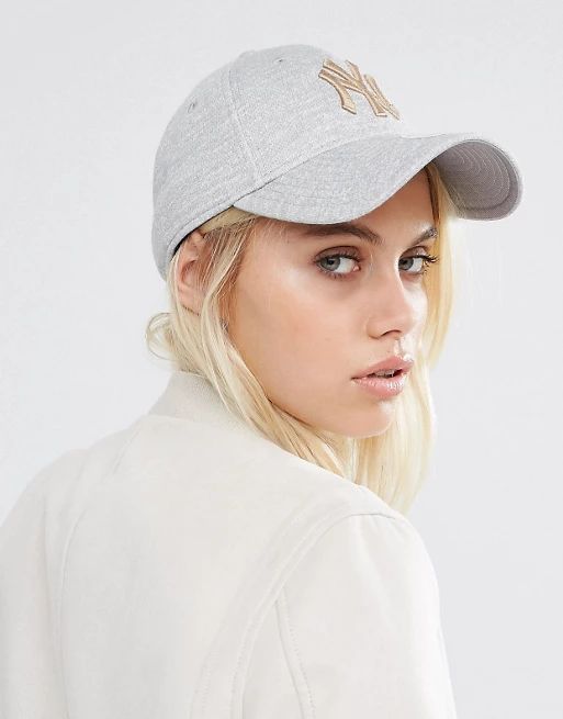 New Era 9Forty Cap in Gray Marl with Gold Embroidery | ASOS US