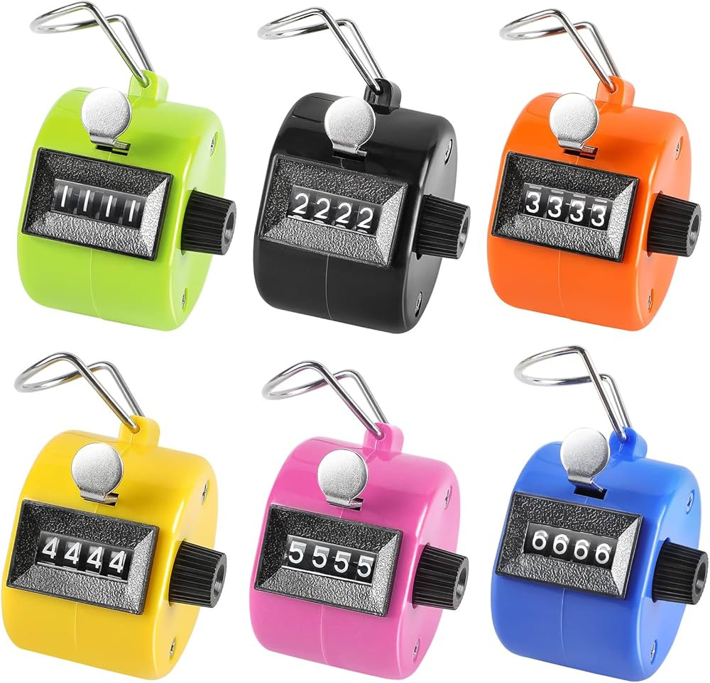 KTRIO Pack of 6 Colors Handheld Tally Counter, 4-Digit Number Clicker Counter, Hand Mechanical Pi... | Amazon (US)