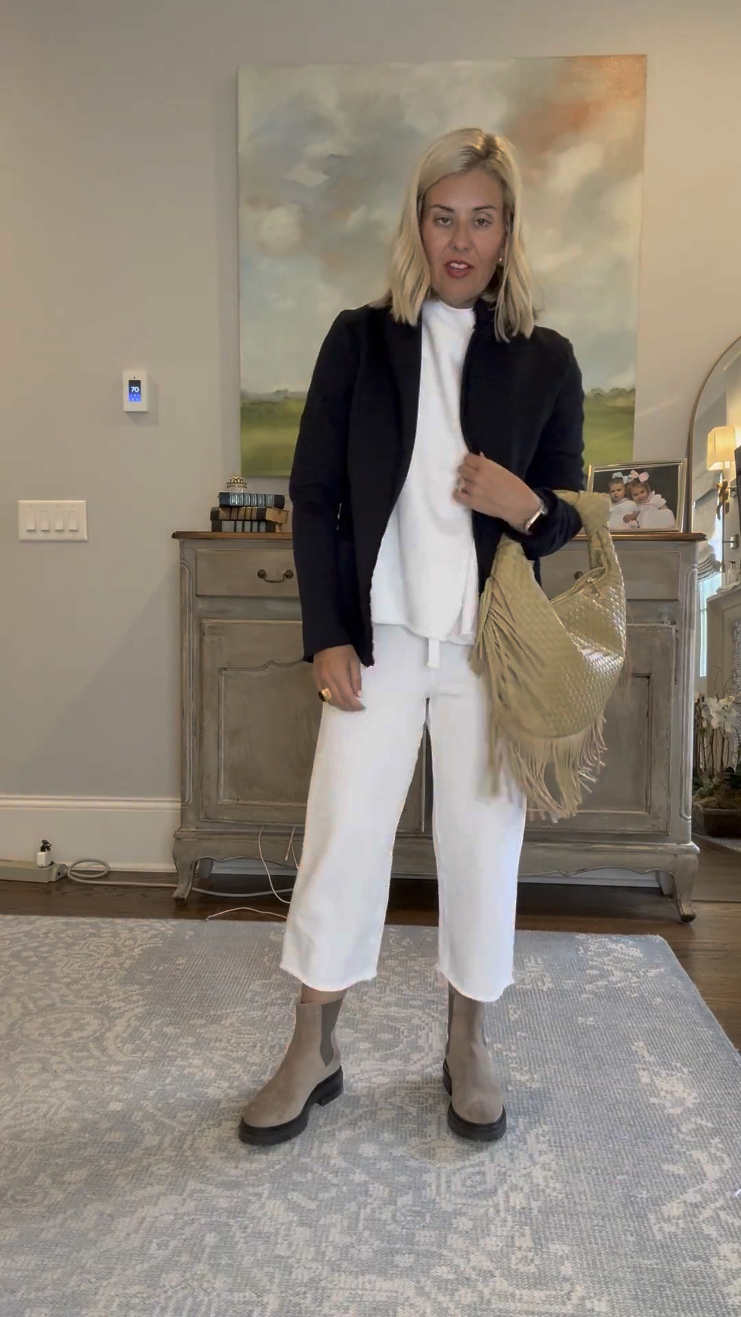 Blazer and boots with crop pants….why yes! 

Blazer size xs
White Set size xs
Boots size 8

#LTKOver40 #LTKmomlife #LTKgrwm