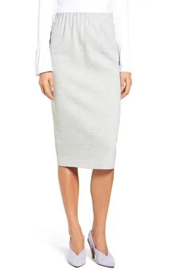Petite Women's Halogen Cotton Blend Midi Skirt, Size XX-Small P - Grey | Nordstrom