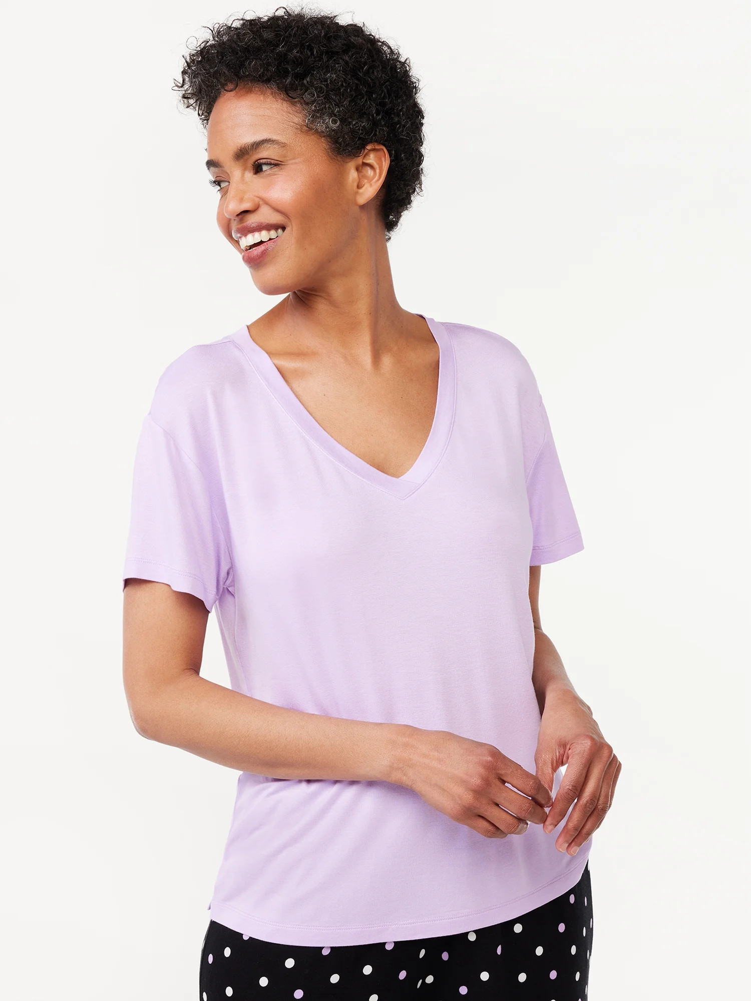Joyspun Women's V-Neck Sleep T-Shirt, Sizes S to 3X | Walmart (US)