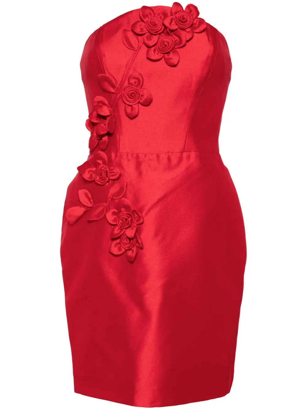 Marchesa Notte Floral Mikado Mini Dress | Red | FARFETCH | Farfetch Global