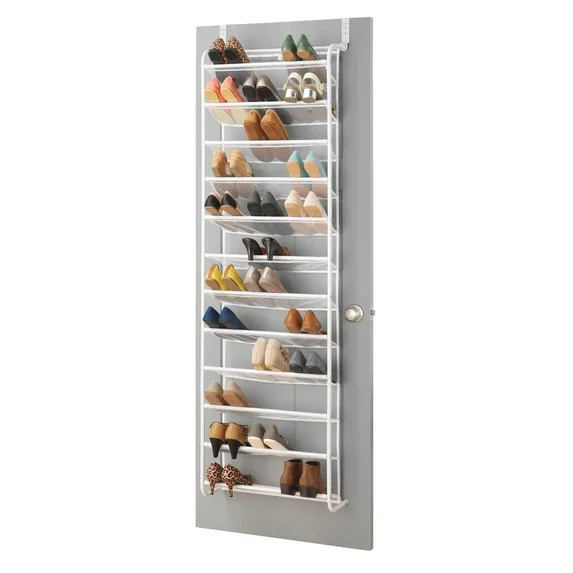 Whitmor 36 Pair Over-the-Door 12 Tier Closet Shoe Rack -White | Walmart (US)