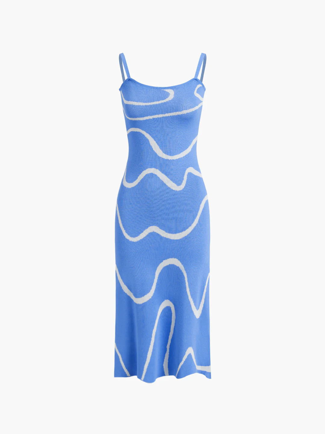 Wavy Print Strap Midi Dress | Commense