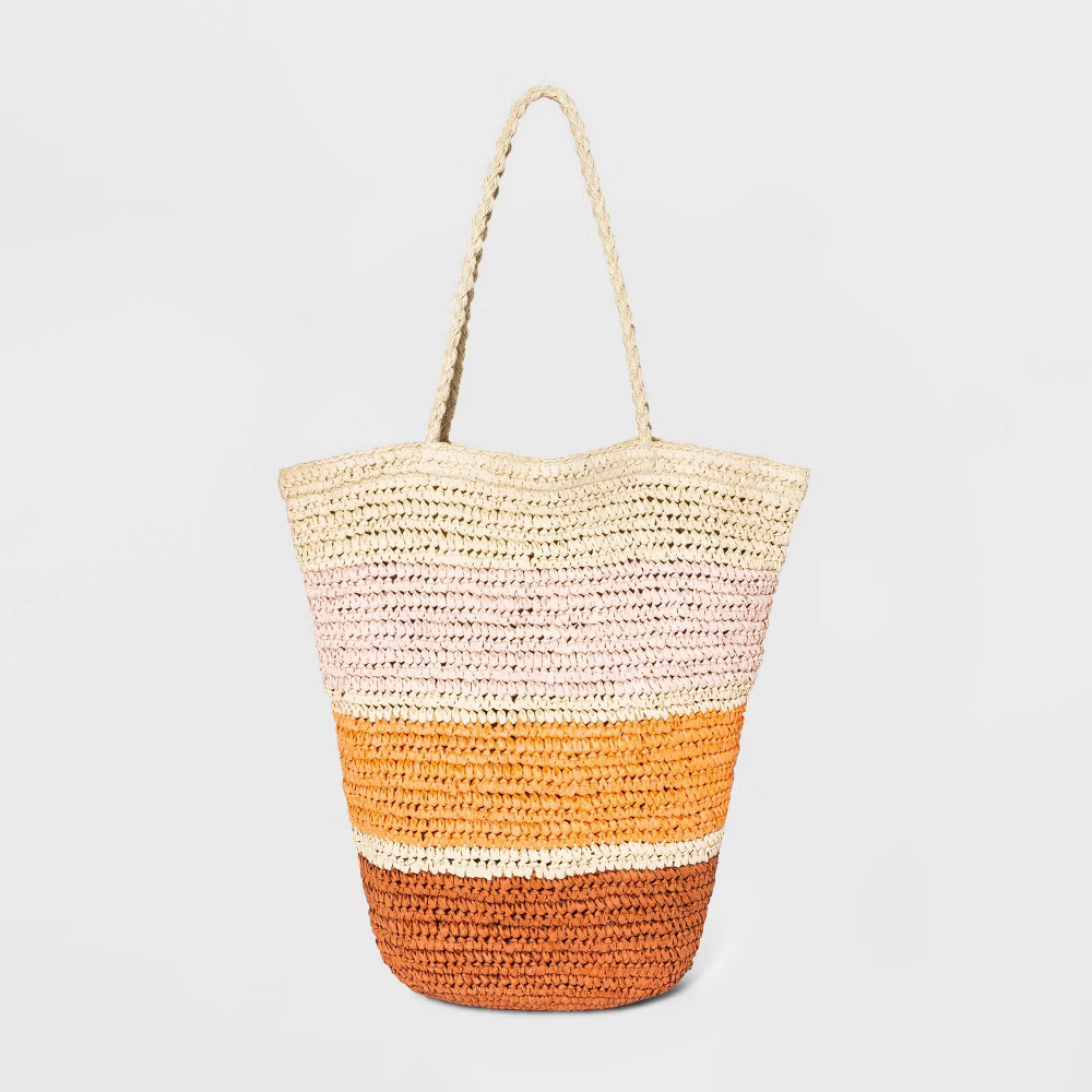 Striped Straw Shopper Tote Handbag - Universal Thread Orange | Target