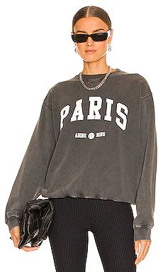 ANINE BING Ramona University Paris Sweatshirt in Washed Black from Revolve.com | Revolve Clothing (Global)