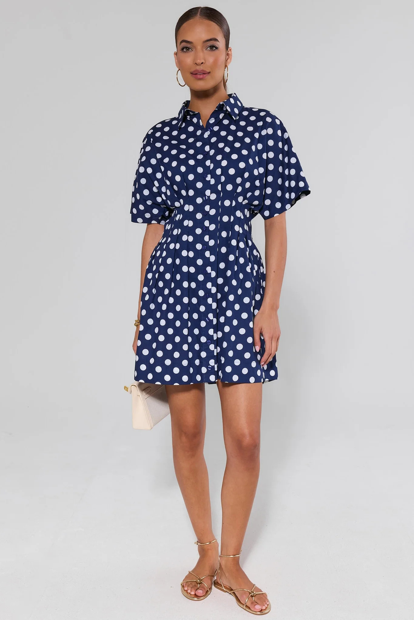 Addison Navy Polka Dot Short Dress | Avara