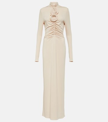 Floral-appliqué ruched jersey gown | Mytheresa (US/CA)