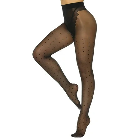 Manzi Polka Dot Tights for Women Patterned Stockings 20D Sheer High Waist Pantyhose | Walmart (US)