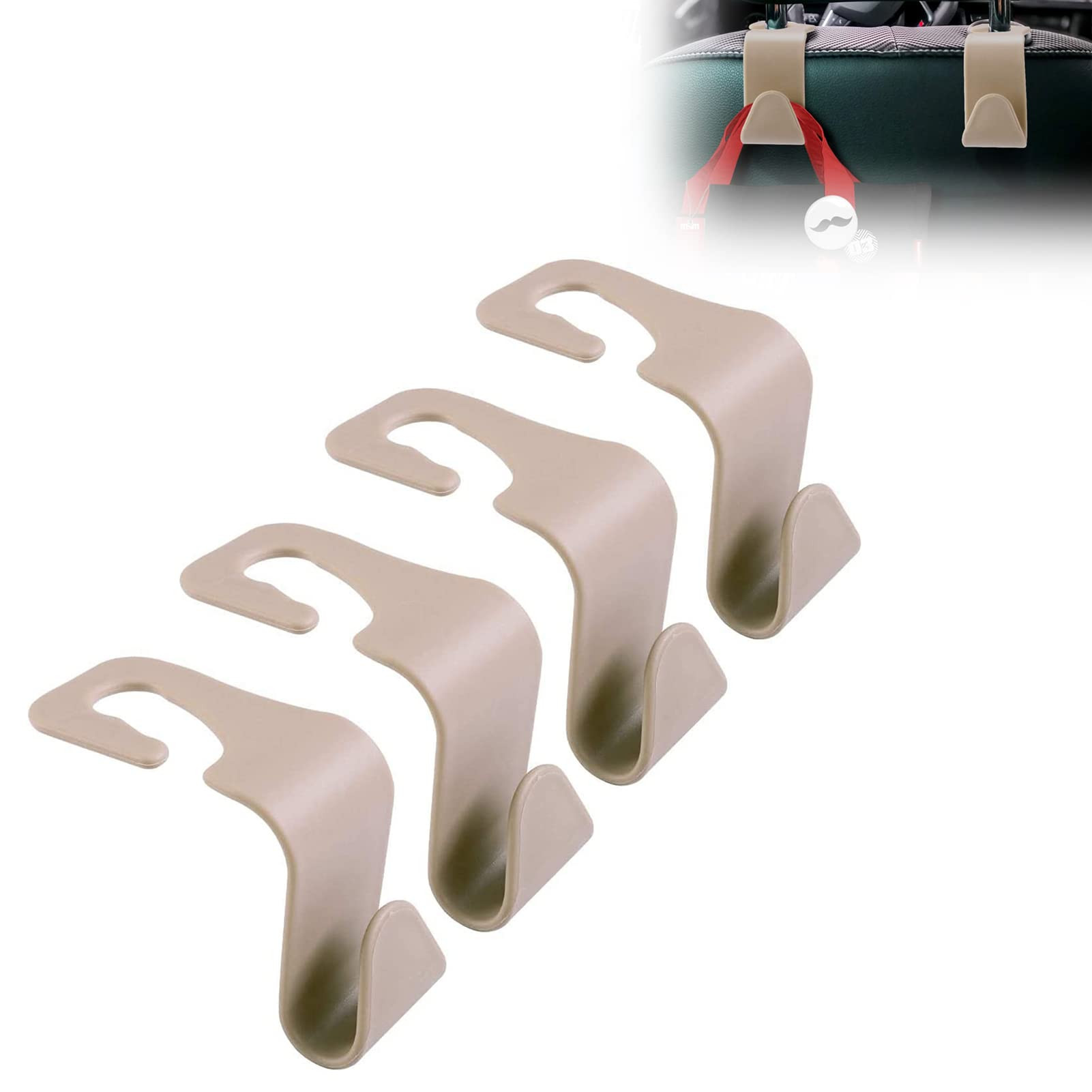 Beige Car Purse Hook 4 Pack, Heavy Duty Seat Hooks for Purses and Bags, Space Saving Car Organize... | Amazon (CA)