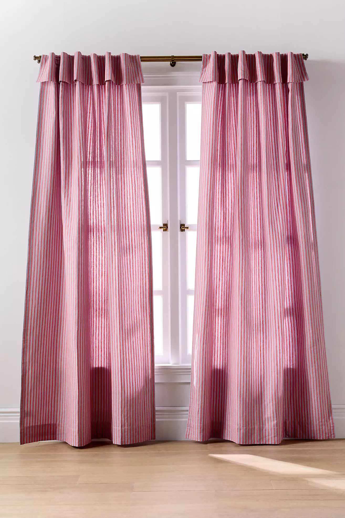 Elin Woven Cotton Linen Striped Valence Curtain | Anthropologie (US)