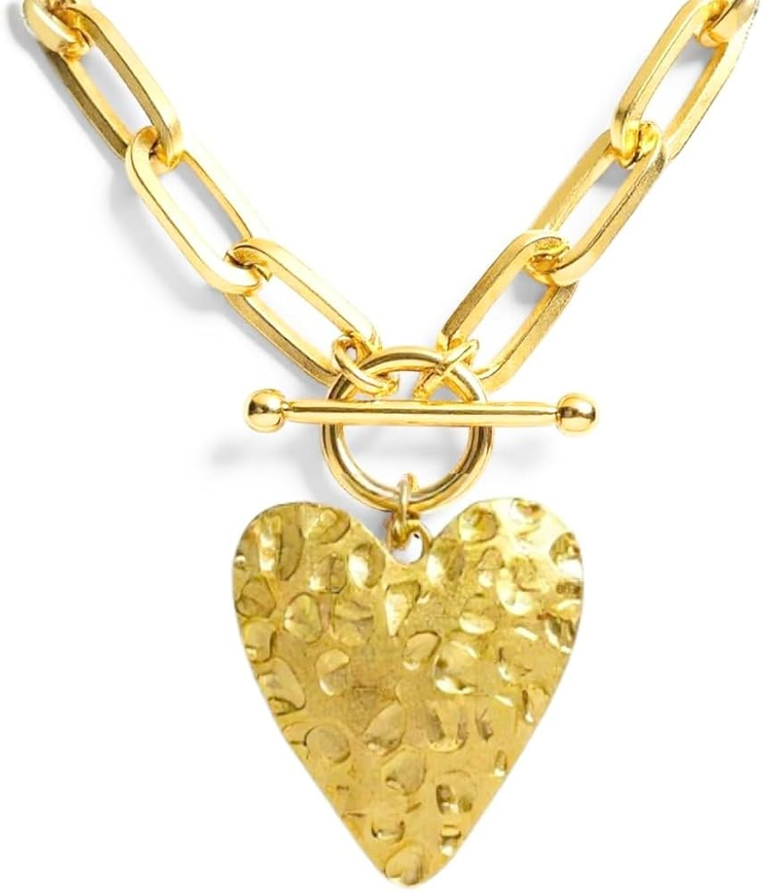 Wine Wear Holiday Chunky Charm Necklace - Gold Chain Link Toggle Statement Jewelry for Women, Chr... | Amazon (US)