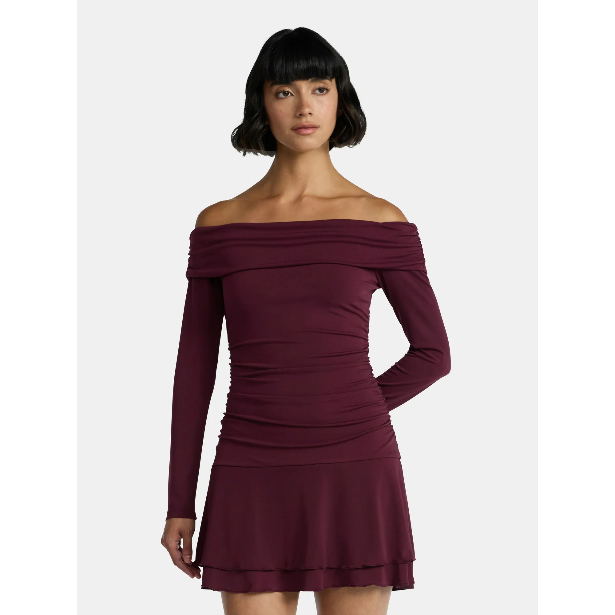 Madden NYC Women’s Drop Waist Dress with Long Sleeves, Sizes XXS-XXL | Walmart (US)