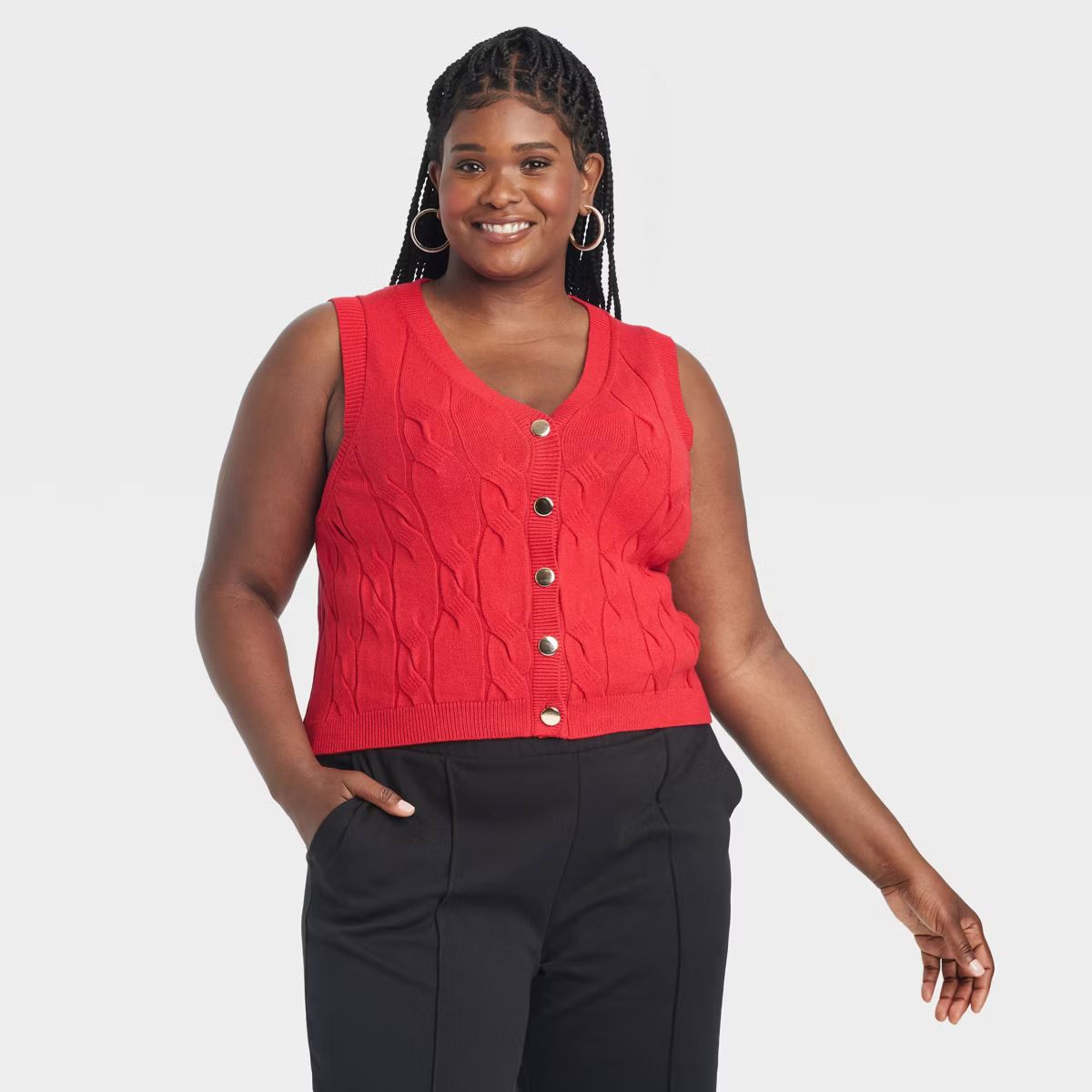 Women's Cabled Button-Down Vest - A New Day™ | Target