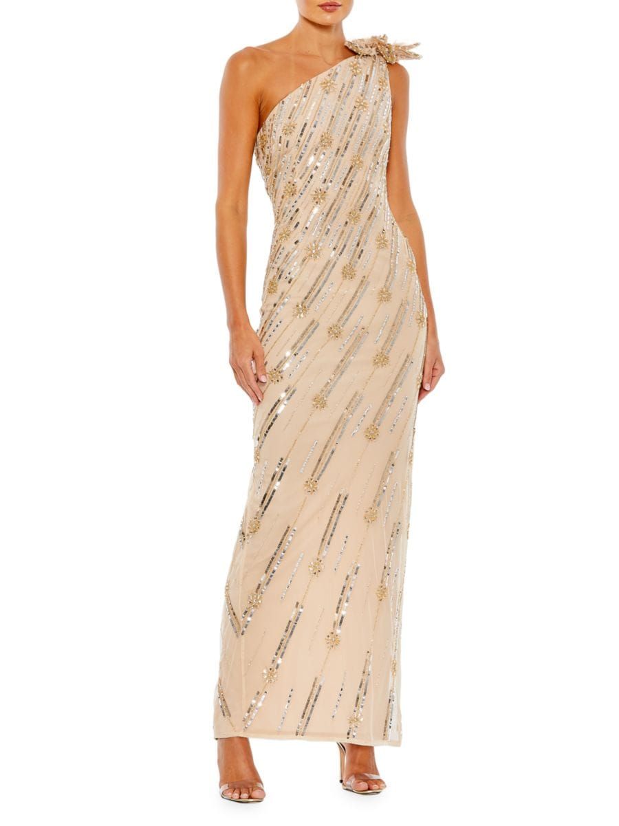 Mac Duggal Embellished One-Shoulder Column Gown | Saks Fifth Avenue