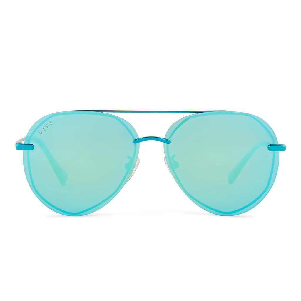 LENOX - TURQUOISE METALLIC + TEAL MIRROR + POLARIZED SUNGLASSES | DIFF Eyewear