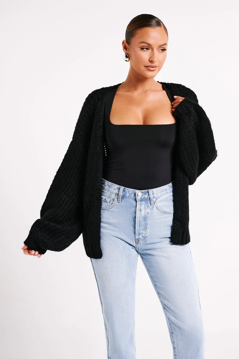 Irina Chunky Knit Cardigan - Black | Meshki (APAC)