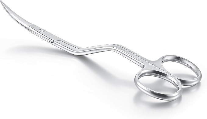 Therwen 6" Bent Handle Curved Embroidery Scissor,Appliqué Scissor, Silver | Amazon (US)