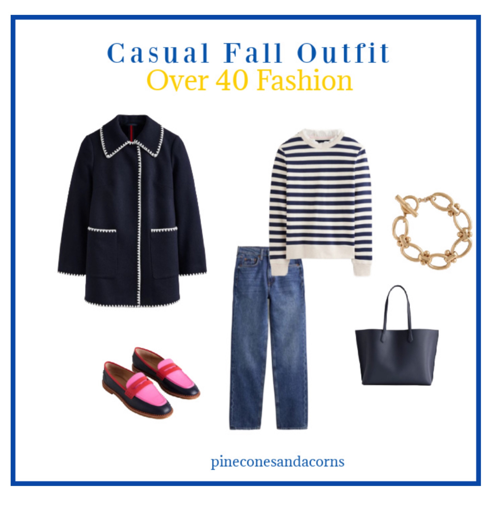 Get ready for Fall and winter with these beautiful wardrobe staples. A car coat from Boden and colorful loafers will go with everything you own. #fashionover50 #classiestyle #stripes

#LTKover40 #LTKSeasonal