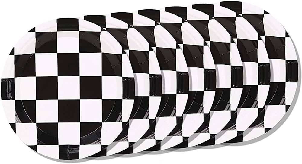 Mienocol 10pcs Black and White Checkered Party Paper Plates,7 in Disposables Party Tableware for ... | Amazon (UK)