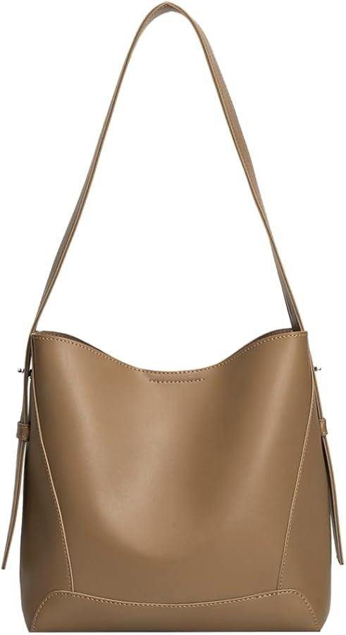 Women's Trendy Tote Bag Vegan Leather Shoulder Crossbody Purse Large Bucket Handbag Soft Top Hand... | Amazon (US)