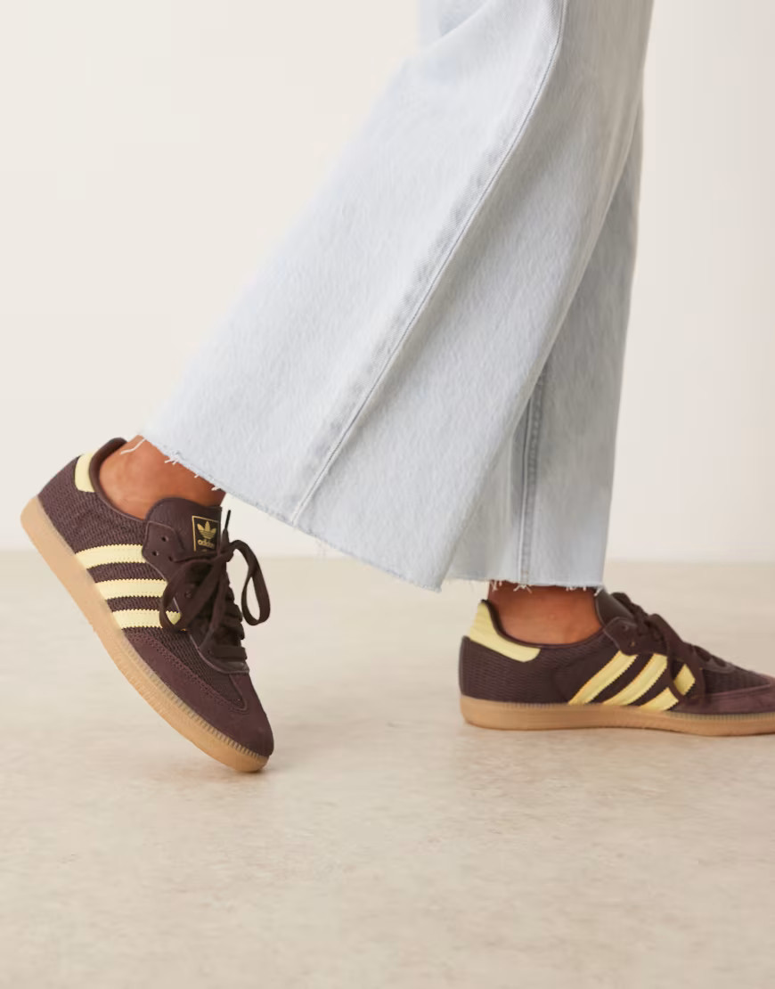 adidas Originals samba sneakers in burgundy and yellow-Red | ASOS (Global)