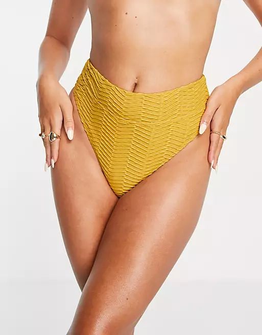 Cotton:On high waisted textured bikini bottoms in orange - part of a set | ASOS (Global)