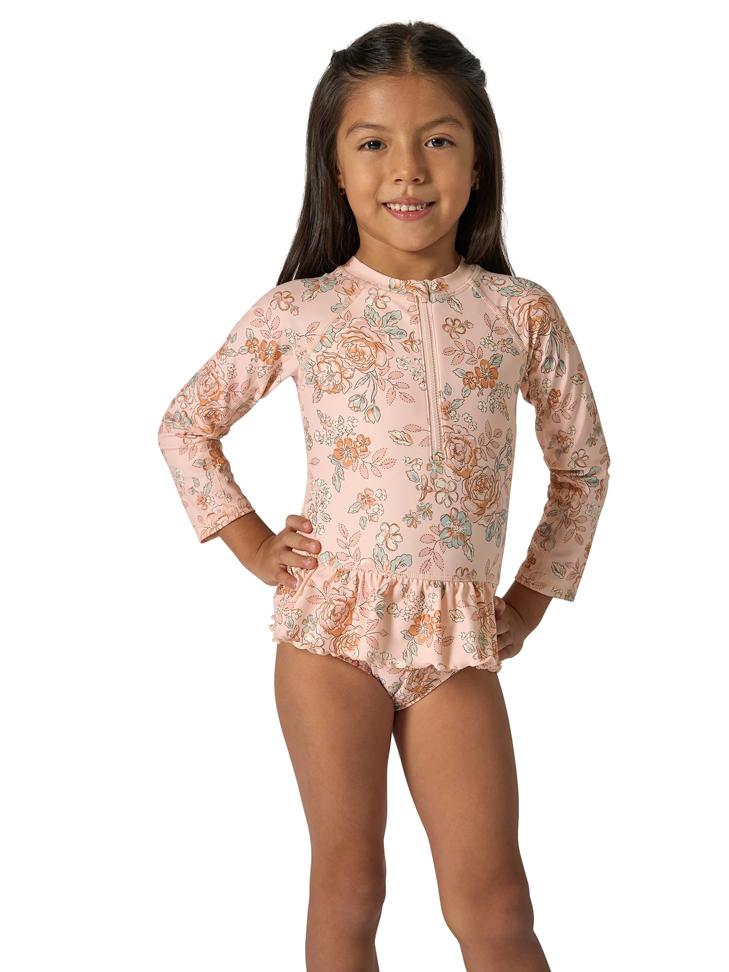 Modern Moments by Gerber Baby and Toddler Girl Peplum Ruffle Rashguard, Sizes 0/3M - 5T | Walmart (US)