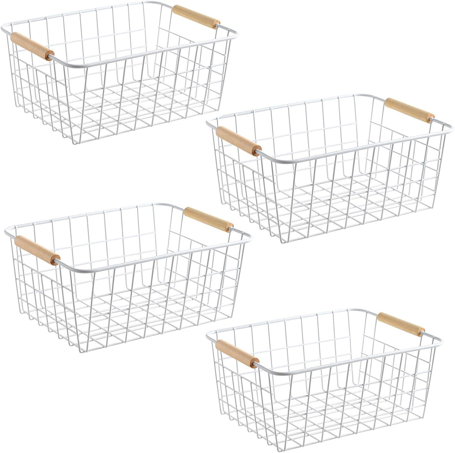 LeleCAT Wire White Baskets with Handles Wire Storage Organizer Baskets For Kitchen, Household Ref... | Amazon (US)