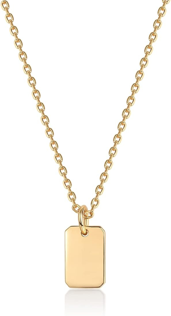 PAVOI 14K Gold Plated Necklace for Women l Oval, Bar, Disc, Dog Tag Pendants | Amazon (US)