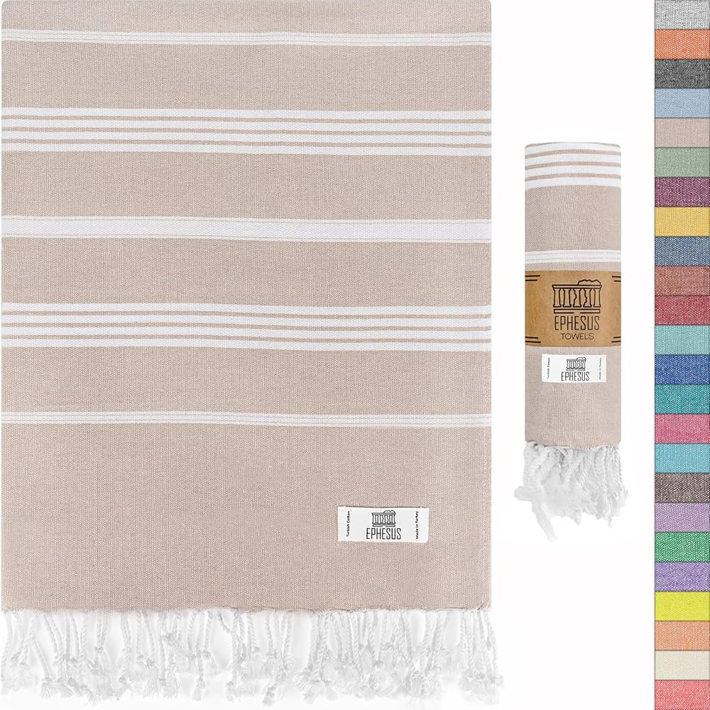 EPHESUS TOWELS Turkish Beach Towel - Turkish Cotton - 39x71 inch Oversized - Turkish Towel for Be... | Amazon (US)