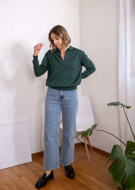 I got so many questions about these jeans on Instagram! They are the Everlane Way High Sailor, I bought them in the 29.5” inseam, in my usual size and I love them! 