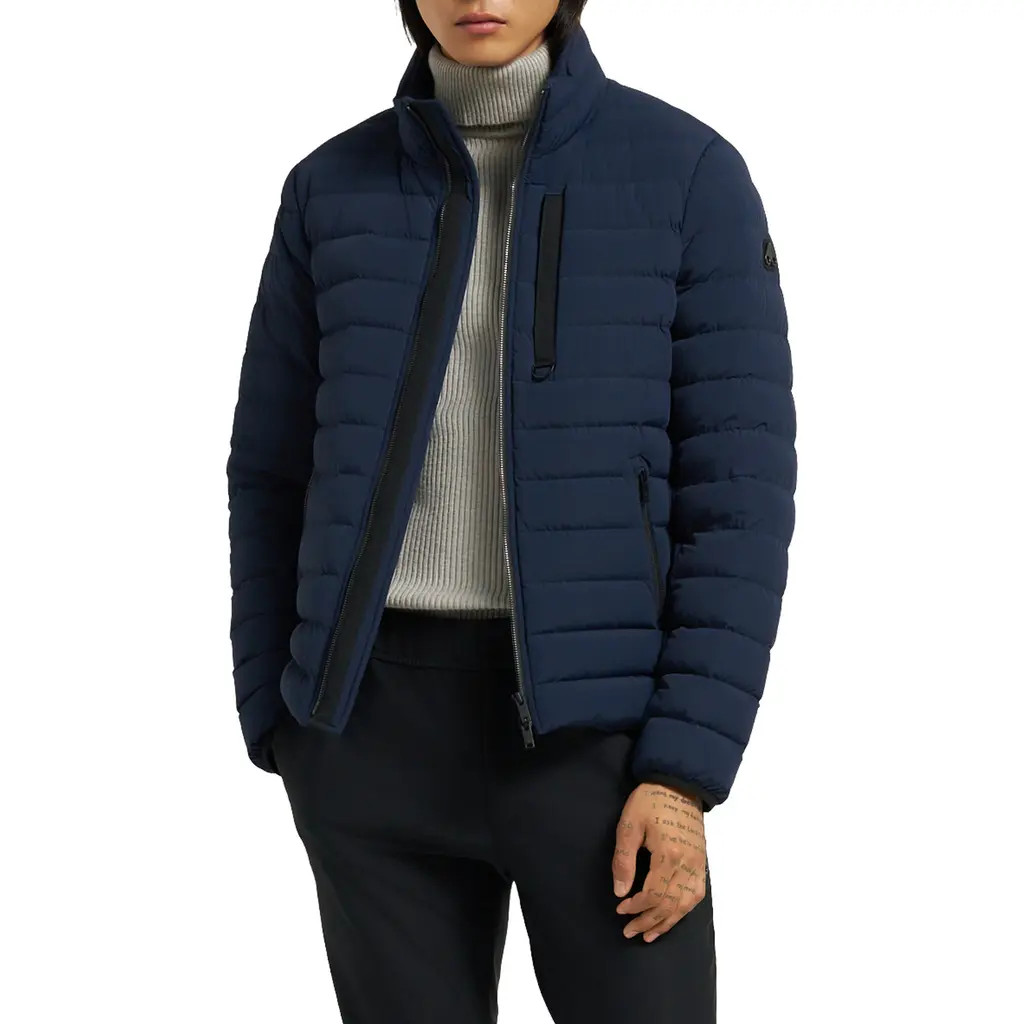 Moose Knuckles Laki Water Repellent Quilted Down Jacket in Navy at Nordstrom, Size Large | Nordstrom