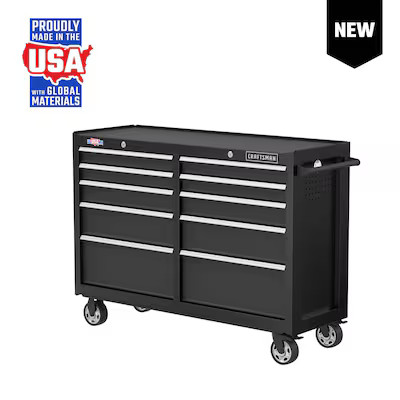 CRAFTSMAN  2000 Series 52-in W x 37.5-in H 10-Drawer Steel Rolling Tool Cabinet (Black) | Lowe's