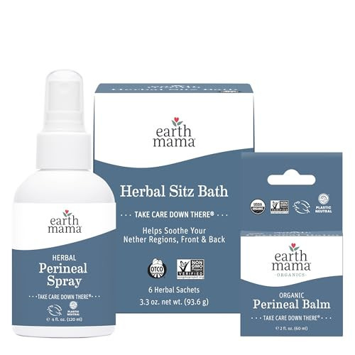 Earth Mama Postpartum Recovery Kit, Take Care Down There® Trifecta with Organic Perineal Balm, Sitz Bath & Herbal Peri Spray, 3-Piece Set | Amazon (US)