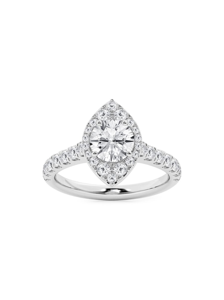 14K White Gold & 1.75 TCW Lab-Grown Diamond Halo Ring | Saks Fifth Avenue
