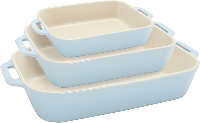 Staub Ceramic 3-pc Rectangular Baking Dish Set - Macaron Pastel Blue | Amazon (US)