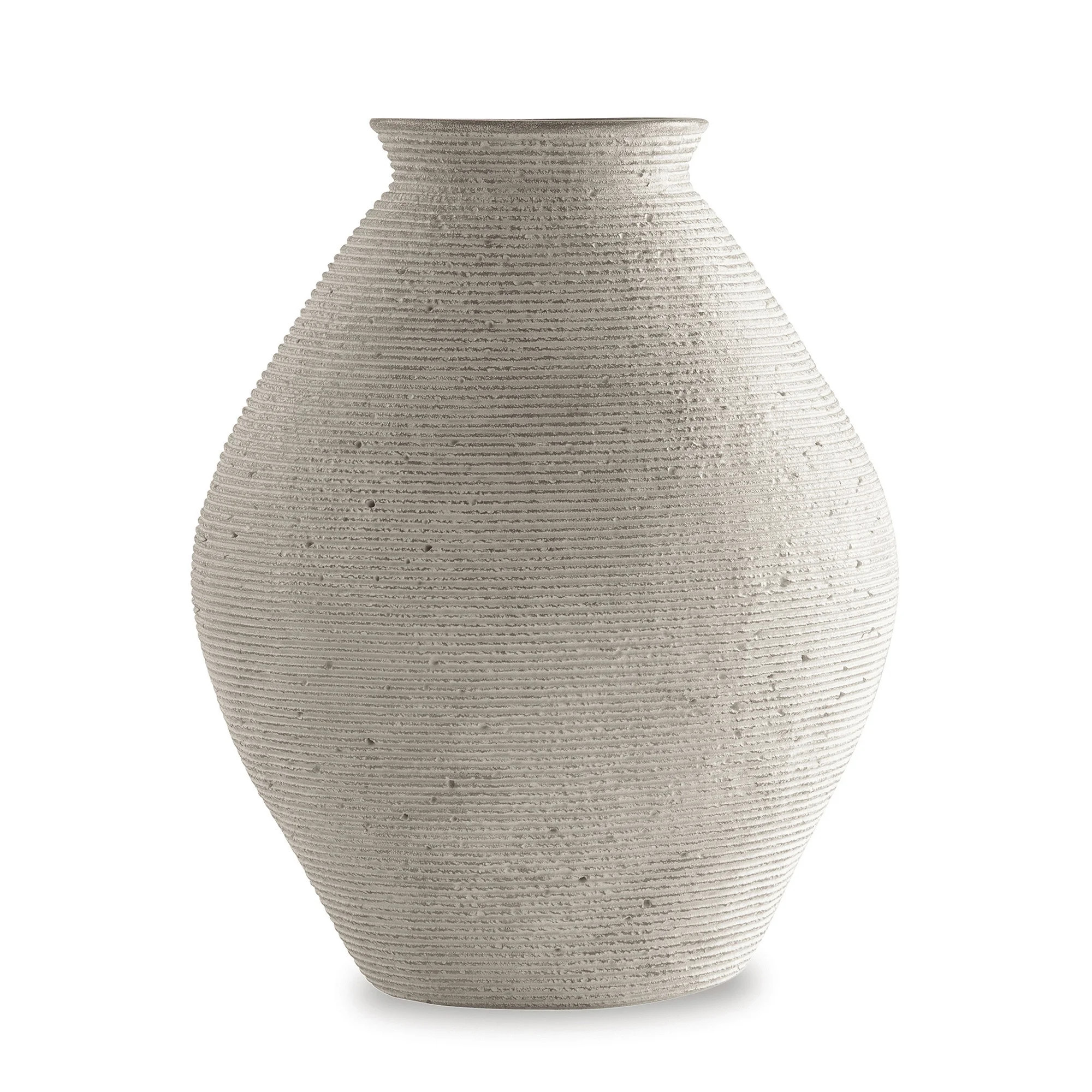 Signature Design by Ashley Hannela Vase, 12" Tall, Antique Tan, Ribbed Polyresin Finish, Home Dé... | Walmart (US)