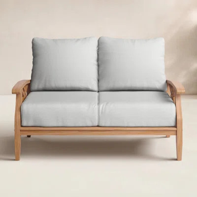 Cotesfield 54.25" Wide Outdoor Teak Loveseat with Cushions | Wayfair North America