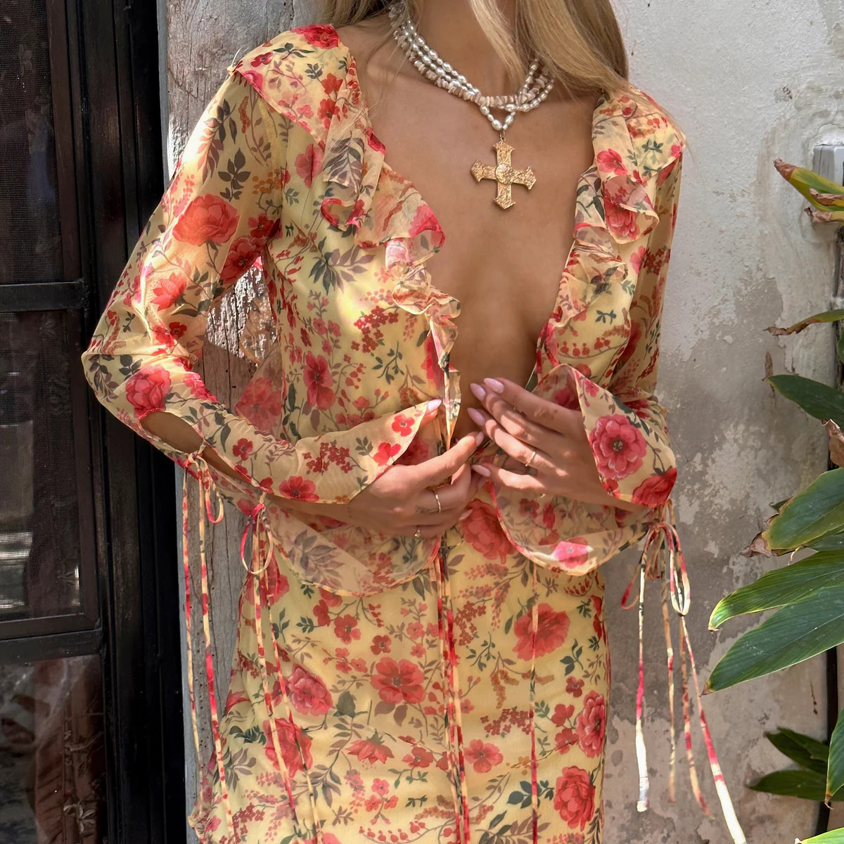 Sydney Yellow Ruffle Dress | 12th Tribe