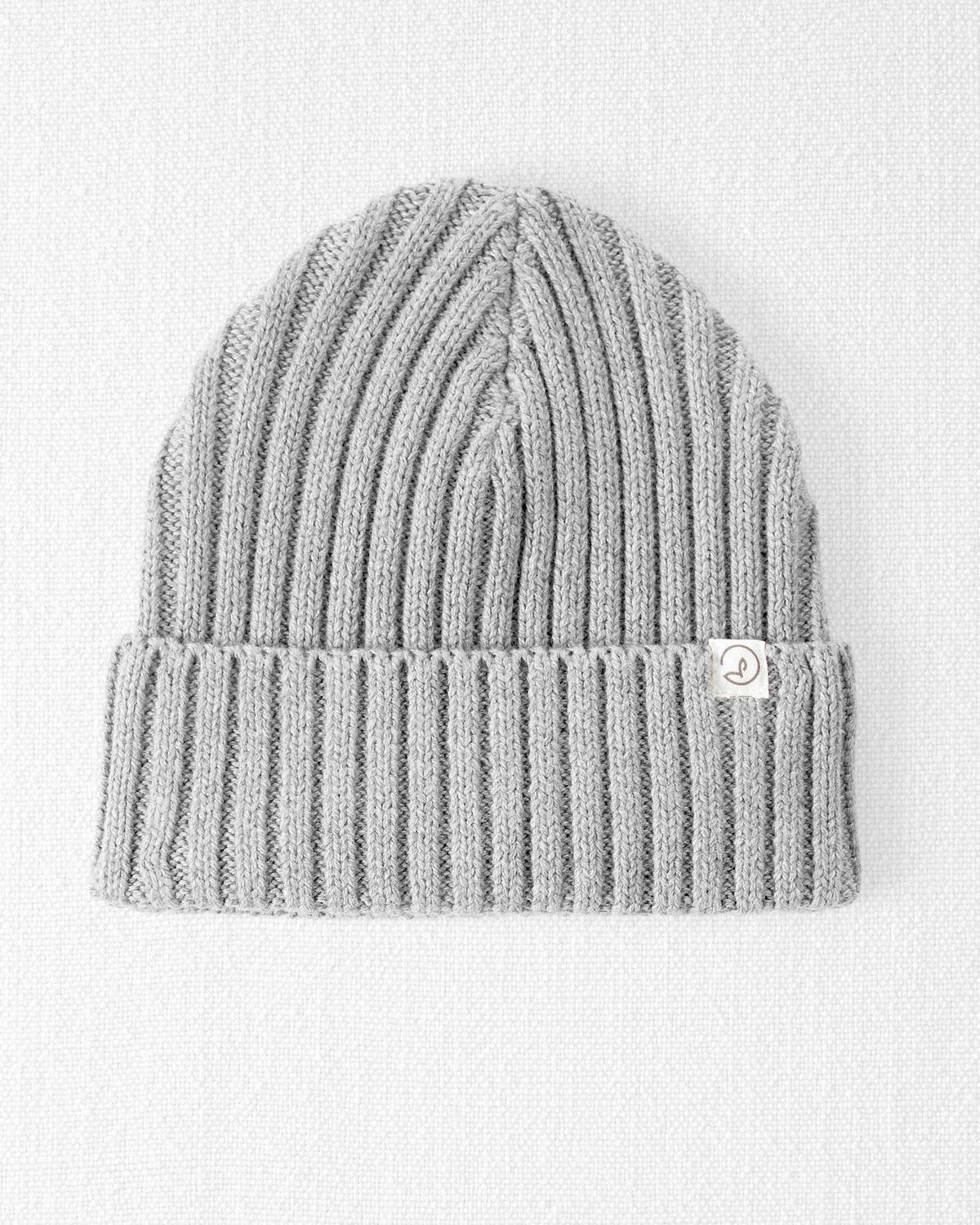 Grey Heather Toddler Organic Cotton Ribbed Knit Beanie | carters.com | Carter's