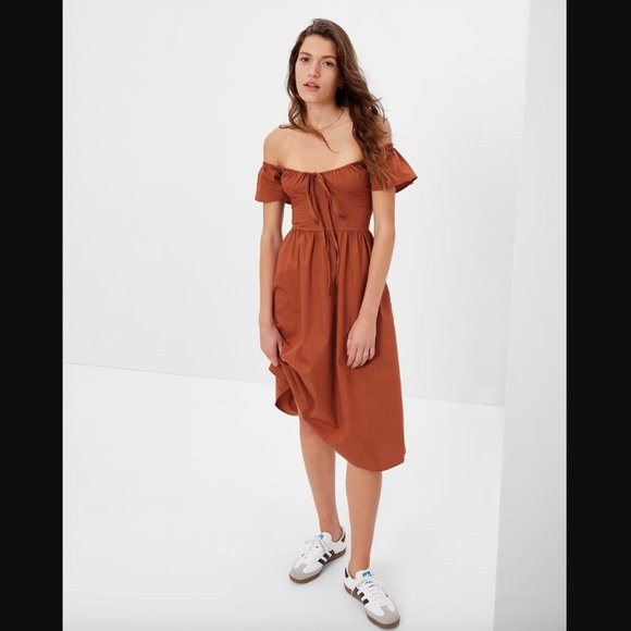 Gap Flutter Sleeve Midi Dress Brown Sz. M NWOT | Poshmark