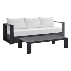 Modway Tahoe 2-Piece Fabric/Powder-Coated Aluminum Outdoor Set in White/Gray | Homesquare